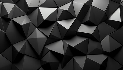 Abstract 3d rendering of black polygonal background. Futuristic polygonal background.