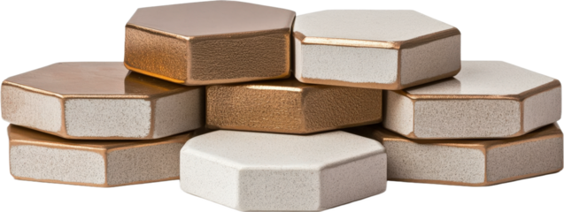 Stack of Decorative Hexagonal Tiles