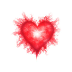smoky red heart isolated on white background