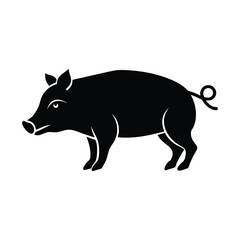 Charging Boar Vector Silhouette