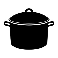 black silhouette stockpot kitchen item vector art illustration