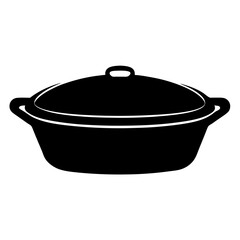 black silhouette casserole dish vector art illustration