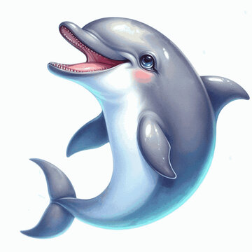 Laughing in Hues dolphin laughing happily isolated watercolor vector illustration svg