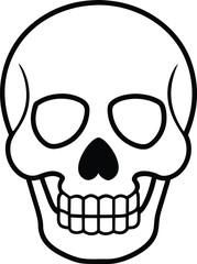 Simple Black Line Art Skull Illustration for Halloween