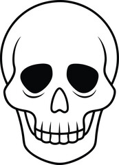 Simple Black Line Art Skull Illustration for Halloween