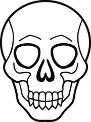 Simple Black Line Art Skull Illustration for Halloween