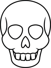 Simple Minimalist Black Line Art Skull Design for Halloween