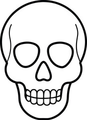 Simple Black Line Art Skull Design for Halloween