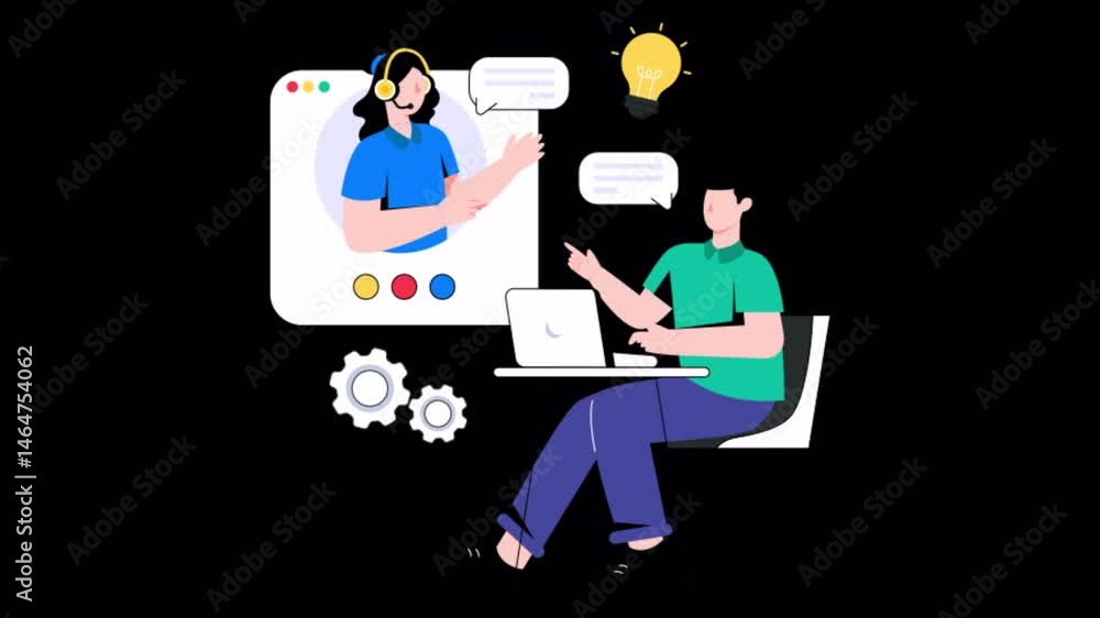 Poster online user support motion graphic rendering with transparent alpha channel and 4k resolution