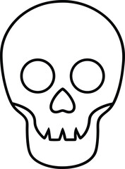 Simple Black Line Art Skull Illustration for Halloween