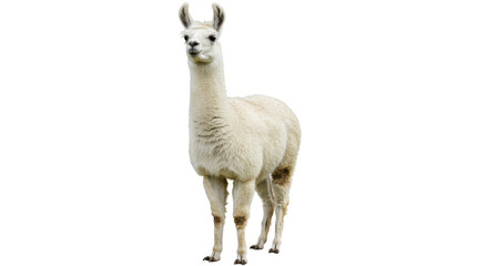 Isolated White Llama Standing