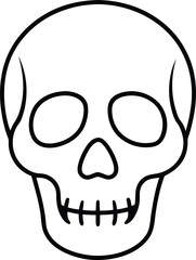 Simple Minimalist Black Line Art Skull for Halloween
