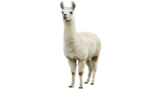 Isolated White Llama Standing