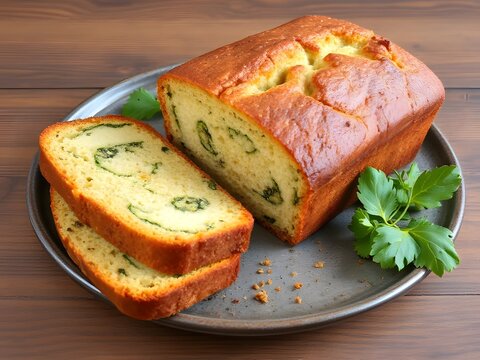 loaf of zucchini cake, vegetarian style