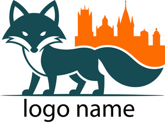 Fox Logo with City Skyline – Urban Wildlife Brand Design Template