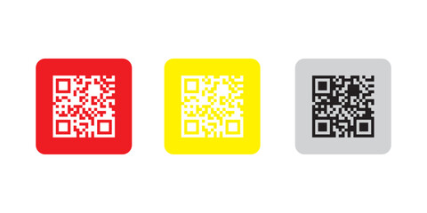 QR Code Icon Featuring a Placeholder Template of a Matrix Barcode in a Square Grid Mobile-Scannable Digital Label Isolated on White Background Vector Illustration