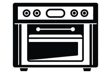 Obraz premium Black and white oven showcases modern cooking with simplistic design elements, featuring a visible internal rack