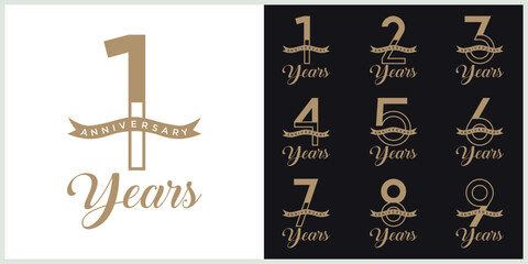 Fototapeta premium anniversary set logotype vector with brown and white color for special celebration day