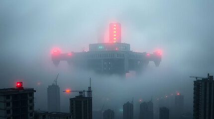 Post-Apocalyptic Brutalist Fortress, created by generative ai, brutalism building