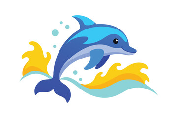 Fototapeta premium Happy Dolphin Jumping Ocean Waves