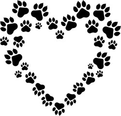 Fototapeta premium Cat Silhouettes with Paw Prints vector