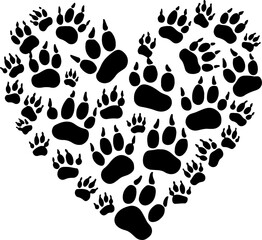 Fototapeta premium Cat Silhouettes with Paw Prints vector
