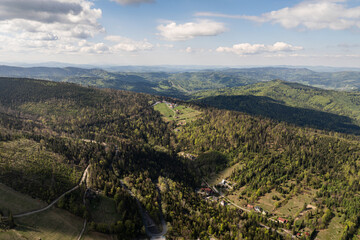 mountain landscape szczyrk - beautiful aerial panorama - silesia