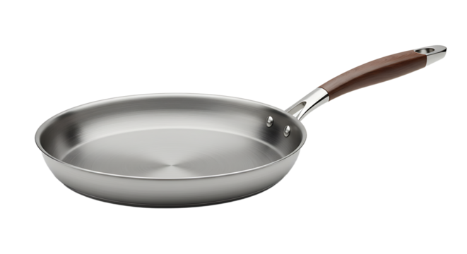 Stainless Steel Pan with Wooden Handle