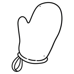 Hand drawn doodle oven mitten on white background.