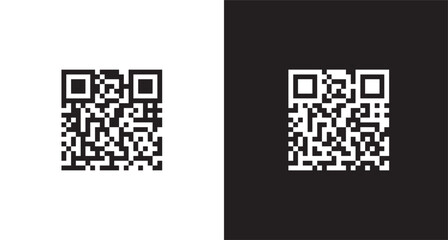 Barcode or qr code. Rectangle sticker with code for scanning.. Two black and white qr codes side by side. Vector icons