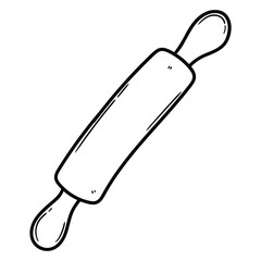 Hand drawn doodle rolling pin on a white background.