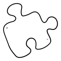 Hand drawn doodle puzzle piece on white background.
