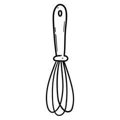 Hand drawn doodle whisk on a white background.