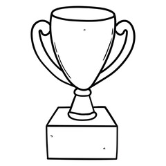 Hand drawn doodle trophy on white background.