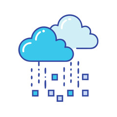 Heavy rain cloud icon in bright blue