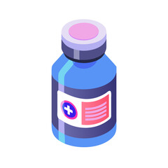 Medical vaccine bottle in blue and pink tones