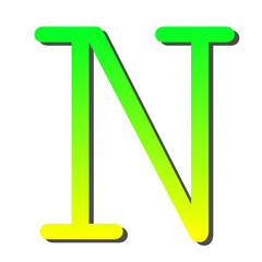 Vibrant Neon Green and Yellow Capital Letter N Bold, Stylish, and Eye-Catching Alphabet Design