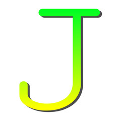 Vibrant Green and Yellow Gradient Letter J Bold, Stylish, and Eye-Catching Alphabet Design