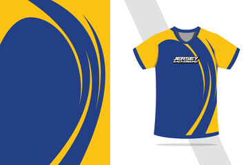 Sport jersey design template mockup curve and diamond line for racing, running, esports, in blue color combinations EPS 10