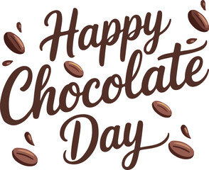 Happy chocolate day text. Handwritten modern brush ink calligraphy. Handwriting text is great for posters, postcards, banners, t-shirt printing labels, stickers, and logos. Vector illustration.