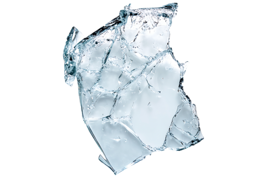 Broken glass isolated on transparent background.