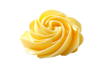 Swirl of Yellow Buttercream Frosting isolated on transparent background.