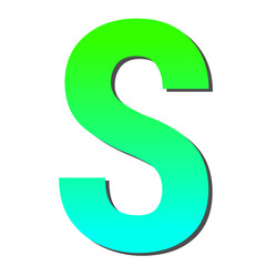 Vibrant Gradient Letter S  Green to Teal Color Transition, Bold Typography Design Element for Logos, Branding, and Creative Projects