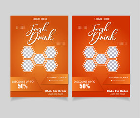 Set of restaurant menu and flyer design templates modern with colorful size A4 size. Vector illustrations for food and drink marketing material, ads, templates, cover design. 