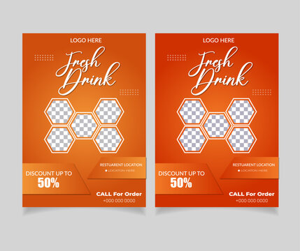 Set of restaurant menu and flyer design templates modern with colorful size A4 size. Vector illustrations for food and drink marketing material, ads, templates, cover design. 