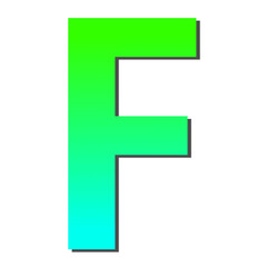 Vibrant Gradient Letter F Green to Teal Color Scheme, Bold Typography Design Element