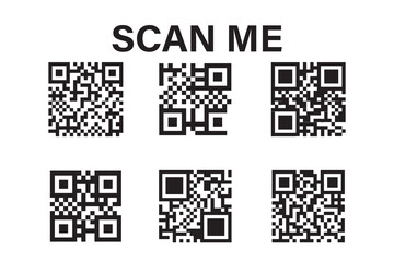 Fototapeta premium Barcode or qr code. Rectangle sticker with code for scanning. Cashless payments, transfers and transactions. Graphic element for website. Flat vector illustration 
