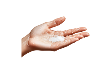 Caucasian female s hand gesture isolated on transparent background.