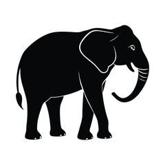 Standing Elephant Vector Silhouette