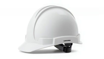 Fototapeta premium White Safety Helmet on White Background Construction Site Protective Headgear Isolated